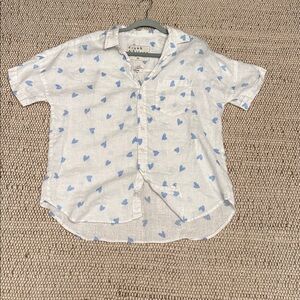 Frank and Eileen Button Down Linen Rose Top Size Small